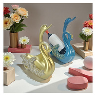 Figurine Cygne en Résine Style Art Déco Antique pour Décoration Intérieure, Meuble TV Johnson Lee, Mariage, Salon, Chambre, Cave à Vin
