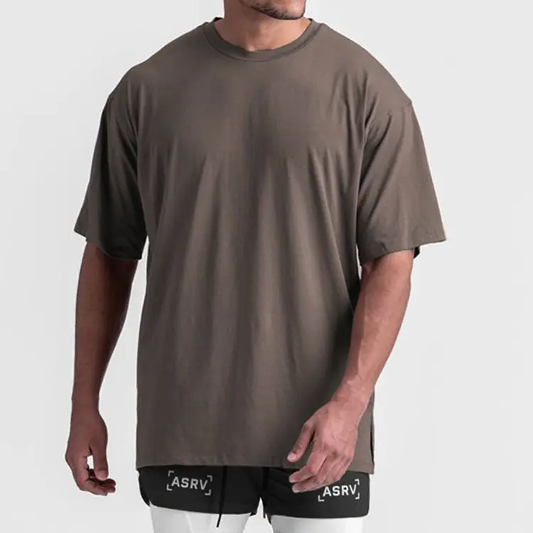 Yaz erkek tişört gevşek yuvarlak boyun kısa kollu baskı T-shirt erkek spor kapalı omuz taban üst
