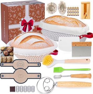 Venta al por mayor <span class=keywords><strong>Benetton</strong></span> Pan Proofing Basket Kit Best Restaurant Sourdough Starter Beeswax Bolsas de pan con espátula de silicona - Product Image 1