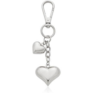 Llavero <span class=keywords><strong>de</strong></span> Diseño Sencillo con Forma <span class=keywords><strong>de</strong></span> Corazón y Cuentas, Cadena Metálica, Accesorios Colgantes, Dorado y Plateado - Product Image 1