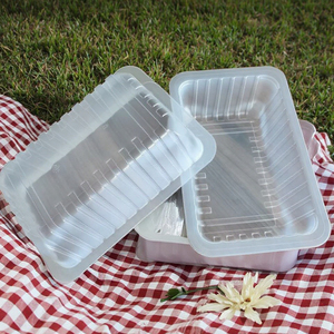 Biểu tượng tùy chỉnh dùng một lần khay nhựa vỉ quá trình PP Pet Chất liệu hình chữ nhật hình dạng cho bánh Sushi salad bánh pizza bán buôn - Product Image 1