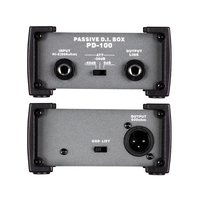 N-AUDIO PD100 Boîtier de direct passif 1 canal avec amortisseurs de chocs, gris métallisé, connecteurs transformateurs d'impédance 1/4 pouce, XLR symétrique et non symétrique