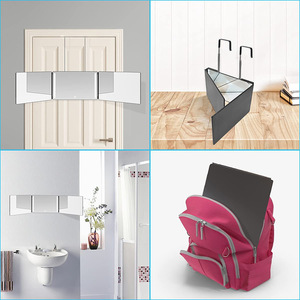 Espejo de Maquillaje y Peluquería de Pared con Iluminación, Acabado Plateado, Plegable en Tres Partes, Rotación de 180 Grados, Herramienta de Afeitado DIY - Product Image 4