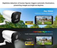 Cámara IP On-vif de 6MP PoE HD para interiores/exteriores, lente de 4 mm, cámara con detección de movimiento, seguridad en red, compatible con NVR H265