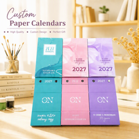 Calendrier de bureau 2027 personnalisé illustré à feuilles détachables, calendrier de table pliable avec motif personnalisé pour cadeaux de fêtes