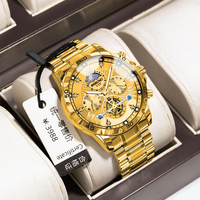 Reloj Binbond B3103 de Cuarzo Multifuncional, Deportivo y Elegante, con Correa de Acero Inoxidable, Luminoso, Resistente al Agua, Estilo Antiguo para Negocios