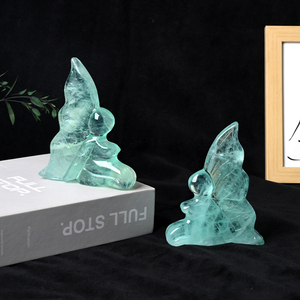 Figurines de fée sculptées en fluorite verte naturelle, artisanat populaire en cristal de guérison, vente en gros pour cadeaux - Product Image 1