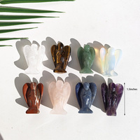 Pierre de cristal de guérison naturelle Jingfa, forme de lune, ornement sculpté pour la maison, le bureau, la méditation, bijoux avec thème d'ange