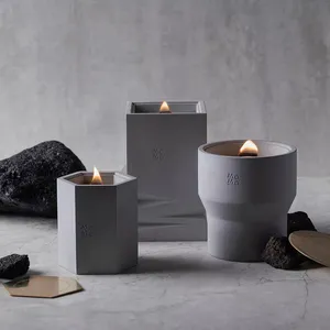 Modern Custom Candle Vessels Luxury Wholesale Wedding Decoration Cement Container Candle Jar