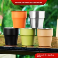 Mug à bière isotherme en acier inoxydable 304 à double paroi, portable, empilable, pour camping, bureau, cadeau d'affaires