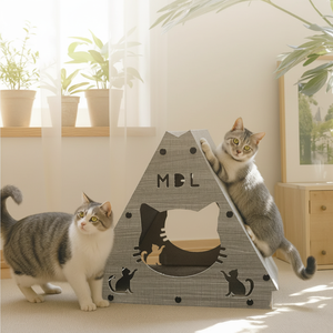 Tiragraffi per Gatti Triangolare Rinforzato e Resistente all'Usura, Giocattolo e Casa per Gatti, Grande Struttura per Riposo e Gioco - Product Image 1