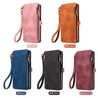 Pour Redmi Note 12 Pro 5G étui en cuir sangle fermeture éclair pochette portefeuille 9 fentes pour cartes béquille couverture de téléphone