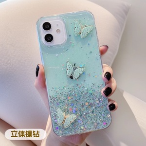 Papillon Goutte À Goutte Glitter Strass TPU Téléphone étui pour iphone 16 15 14 13 Pro 12 11 Max Plus 16Pro 17Pro Couverture <span class=keywords><strong>Coque</strong></span> Transparente - Product Image 4