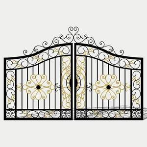 Porte classique européenne en fer forgé <span class=keywords><strong>avec</strong></span> intégration de la crête familiale - Product Image 1