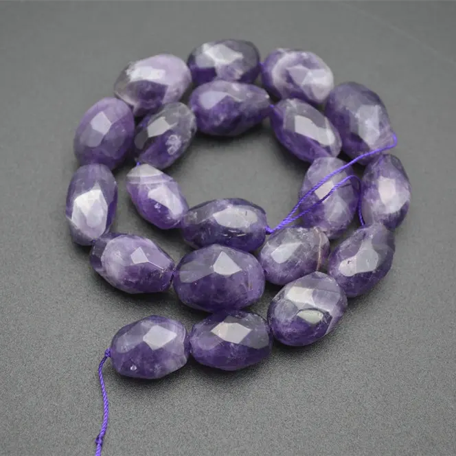 Hohe Qualität Faceted Natürliche Amethyst Zylinder Nugget Edelstein Lose Perlen für Schmuck Machen