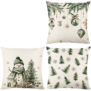 Juego de 4 Fundas de Cojín Cuadradas Navideñas con Estampado de Pino, 18x18 Pulgadas, 100% Algodón Ecológico, Personalizables con Cierre - Product Image 3