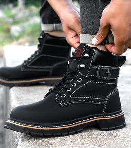 รองเท้าบูทหนังอุตสาหกรรมสำหรับผู้ชาย,รองเท้าบูททำงานหัวเหล็กกันลื่นสำหรับวิศวกร - Product Image 2