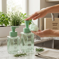 Bouteilles distributrices de savon moussant en verre rechargeables de 300 ml, modernes, carrées, avec pompe, pour salle de bain, soins personnels et nettoyage