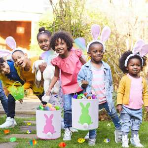 حقائب هدايا قماشية لعيد الفصح عالية الجودة مع زخارف على شكل ذيل أرنب زخارف للحفلات لسلال مطاردة البيض - Product Image 6