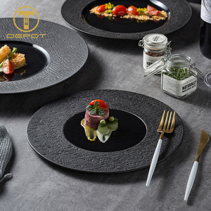 Plato redondo de boda de alta calidad, plato negro mate, plato redondo para cena para Steak House - Product Image 1