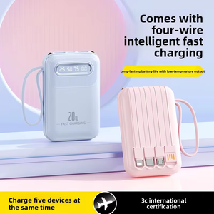Mini batterie externe LED tout-en-un 20000mAh avec câble intégré, alimentation portable pour extérieur, <span class=keywords><strong>chargeur</strong></span> compact - Product Image 4