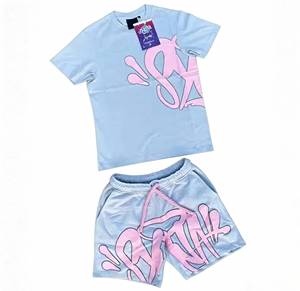 Camisetas de Algodón 100% para Hombre, Ropa Deportiva de Alta Calidad, Pantalones Cortos de Chándal, Corte Holgado, Camisetas Tejidas - Product Image 1
