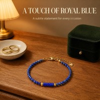 Bracelet ajustable classique en pierre naturelle géométrique, Lapis Lazuli facetté, entretoises plaquées or, bijou délicat empilable, cadeau