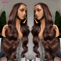 Peluca de Cabello Humano Virgen Marrón con Encaje Frontal Completo HD 13x4 sin Pegamento, Cabello Indio con Cutícula Alineada, Venta al por Mayor