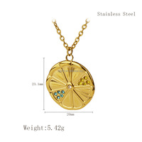 Collier tendance en acier inoxydable plaqué or 18 carats avec pendentif citron, breloque fruits tranches d'orange en zircon coloré, bijoux pour femme