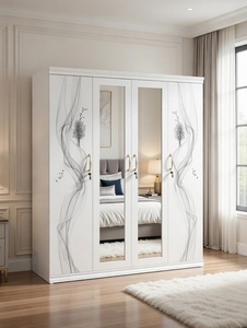 Armario Metálico LONGXI <span class=keywords><strong>de</strong></span> 4 Puertas Abatibles con Barra para Colgar Ropa, Diseño <span class=keywords><strong>de</strong></span> Armario para Almacenamiento en el Dormitorio - Product Image 2