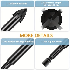 Guest Quality Universal <b>Drill</b> <b>Bit</b> Set 5Pcs Hex Shank For Ceramic Tile Concrete Brick <b>Wood</b> Steel Aluminum Glass - Product Image 5