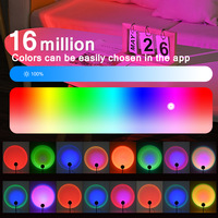 Lampe de table de bureau flexible à LED avec charge USB, contrôle tactile, effet coucher de soleil arc-en-ciel, style moderne vintage pour salon et chambre à coucher