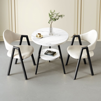 Table basse de luxe moderne personnalisée avec 2 chaises, plateau ignifuge, pour petit espace, salon, maison, café, balcon, OEM/ODM