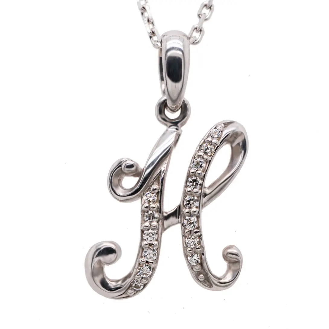 Wholesale 925 Sterling Silver Letter H Pendant Silver Customize Letter Pendant Initial Necklaces Women Jewelry Men
