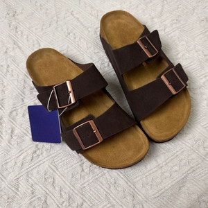 Sandales plates rétro à double bouton pour l'été, en cuir véritable, de haute qualité, faciles à enfiler, pour hommes et femmes - Product Image 6
