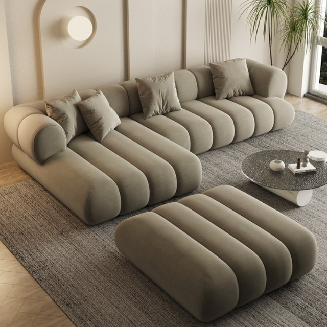Luxury Two-Seater Modular Living Room Furniture White Velvet Upholstered Sectional Sofa Set Comfortable Bed Apartments Villa