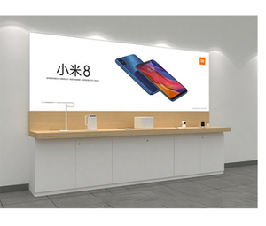Présentoir mural en bois, série de 11 pièces, conception personnalisée, présentoir contre le mur pour magasin d'électronique - Product Image 1