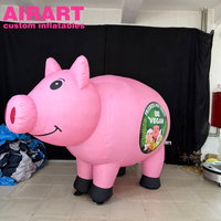 Costume gonflable de mascotte cochon rose adorable, vente en gros d'usine, ballon gonflable cochon d'extérieur