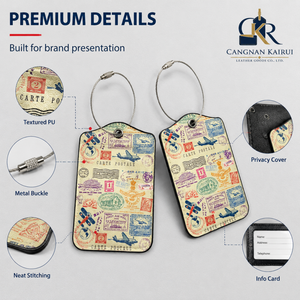 Étiquette de <span class=keywords><strong>bagage</strong></span> personnalisée de luxe en PU souple, porte-carte d'identité de voyage double face, logo imprimé pour les hôtels, les compagnies aériennes, les distributeurs de cadeaux - Product Image 4