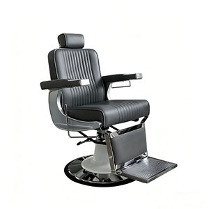 Chaise de barbier hydraulique à 360° en promotion °   Fauteuil de salon pivotant et inclinable, réglable en hauteur, avec structure en acier inoxydable et revêtement en cuir, pour coiffeur - Product Image 1
