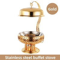 Yolecen – Réchaud de buffet exclusif transfrontalier en acier inoxydable doré, chauffe-plats d'hôtel, réchaud à alcool, couvercle de pot de luxe, Moyen-Orient