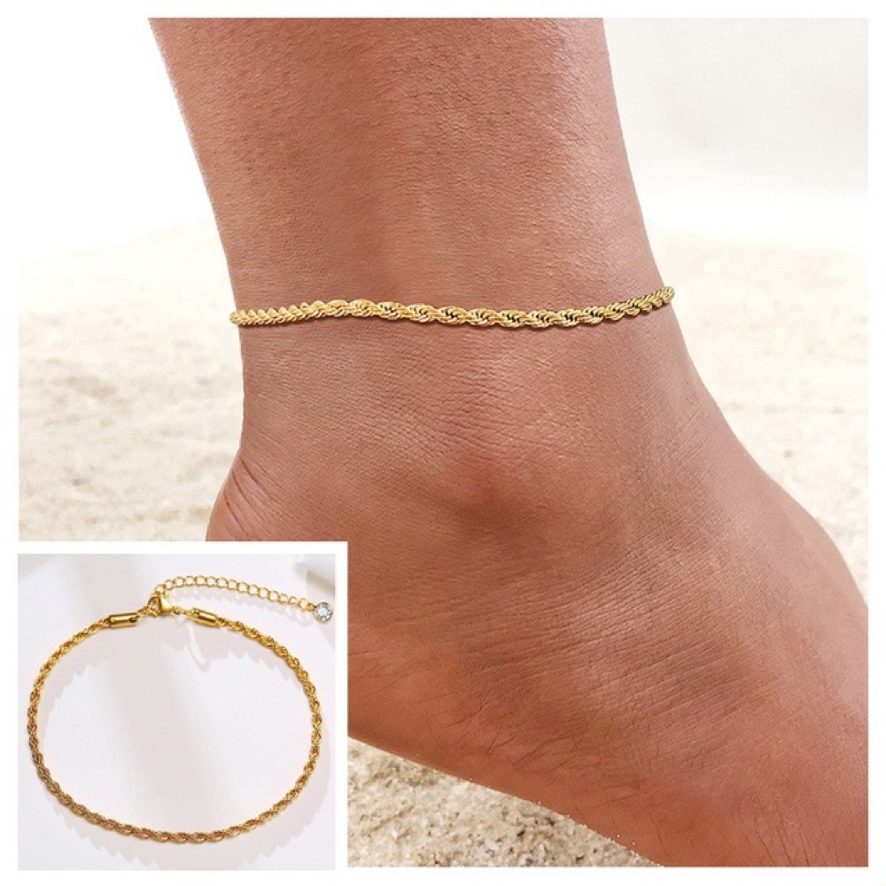 25cm) ステンレス チェーンアンクレット 喜平チェーン