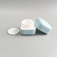 Pot en plastique bleu pour crème pour les yeux, mini pot en plastique carré avec couvercle carré, 10g 15g