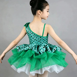 Tutu de ballet vert deux pièces pour performance scénique, robe de danse de ballet la moins chère, tenue de danse de scène pour ballerine pour filles - Product Image 4
