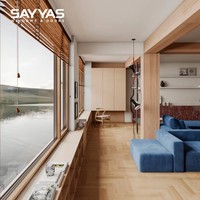 Ventana Abatible de Madera Revestida de Aluminio Moderna con Colores Personalizables, Vidrio Triple Aislante, Calificada por Energy Star, Solo para Uso en Hoteles