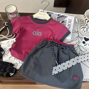 Conjunto de Camiseta de Manga Corta para Niñas, Nuevo Estilo de Verano, Vestido de Trabajo de <span class=keywords><strong>Moda</strong></span> para Niñas, Falda Corta, Conjunto de Dos Piezas - Product Image 3