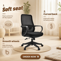 Chaise de bureau ergonomique pivotante moderne de haute qualité avec hauteur réglable pour le bureau, la maison, l'étude et l'atelier