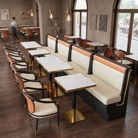 Grands meubles modernes pour hôtel et restaurant, canapé en cuir rembourré, table à manger, ensemble de chaises, mobilier commercial, respectueux de l'environnement