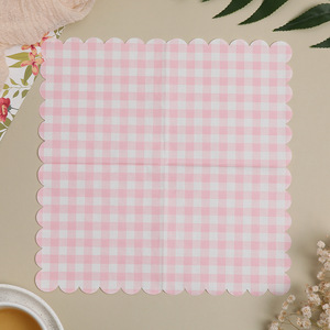Pink Checkered Paper Napkins 25cmx25cm Three-Layer Disposable Birthday Party Tableware - Product Image 2
