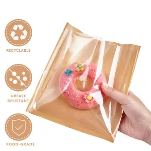 Food Grade Oliebestendige Donut Zak Toast Bag Brood Croissant Wegwerp Transparant Papier Kraft Bakpakket Zak
